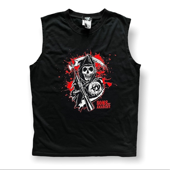 Small Sons Of Anarchy Grim Reaper Graphic Tank Top Band Tee - Picture 1 of 3